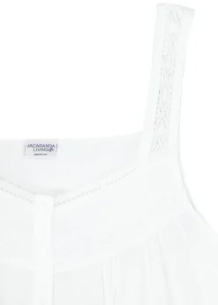 Joy White Cotton Sleeveless Nightgown with Buttons
