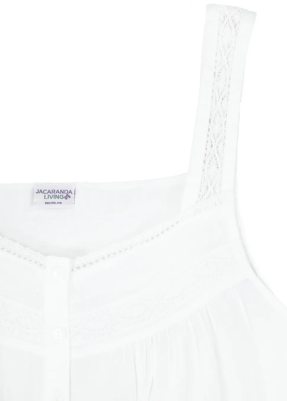 Joy White Cotton Sleeveless Nightgown with Buttons
