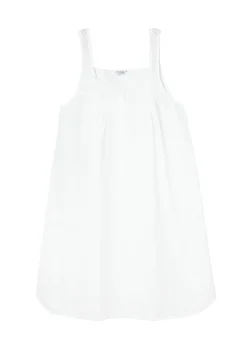 Joy White Cotton Sleeveless Nightgown with Buttons