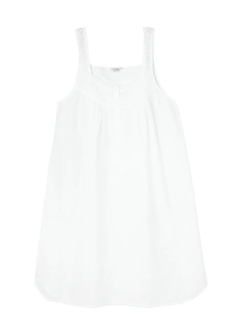 Joy White Cotton Sleeveless Nightgown with Buttons
