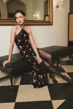 June Dress in Trellis Black