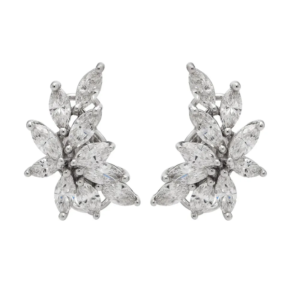 Juniper Leaf Diamond Stud Earrings