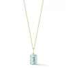 14K Emerald Cut Blue Topaz Necklace