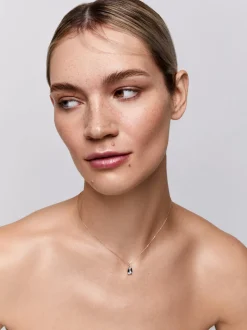 14K Emerald Cut Blue Topaz Necklace