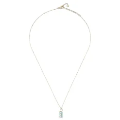 14K Emerald Cut Blue Topaz Necklace