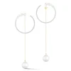 14K Gold Graduated Pearl Hoop with Pearl Drop Earrings