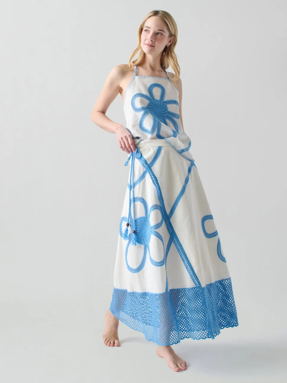 Kampos Wrap Skirt in White Multi