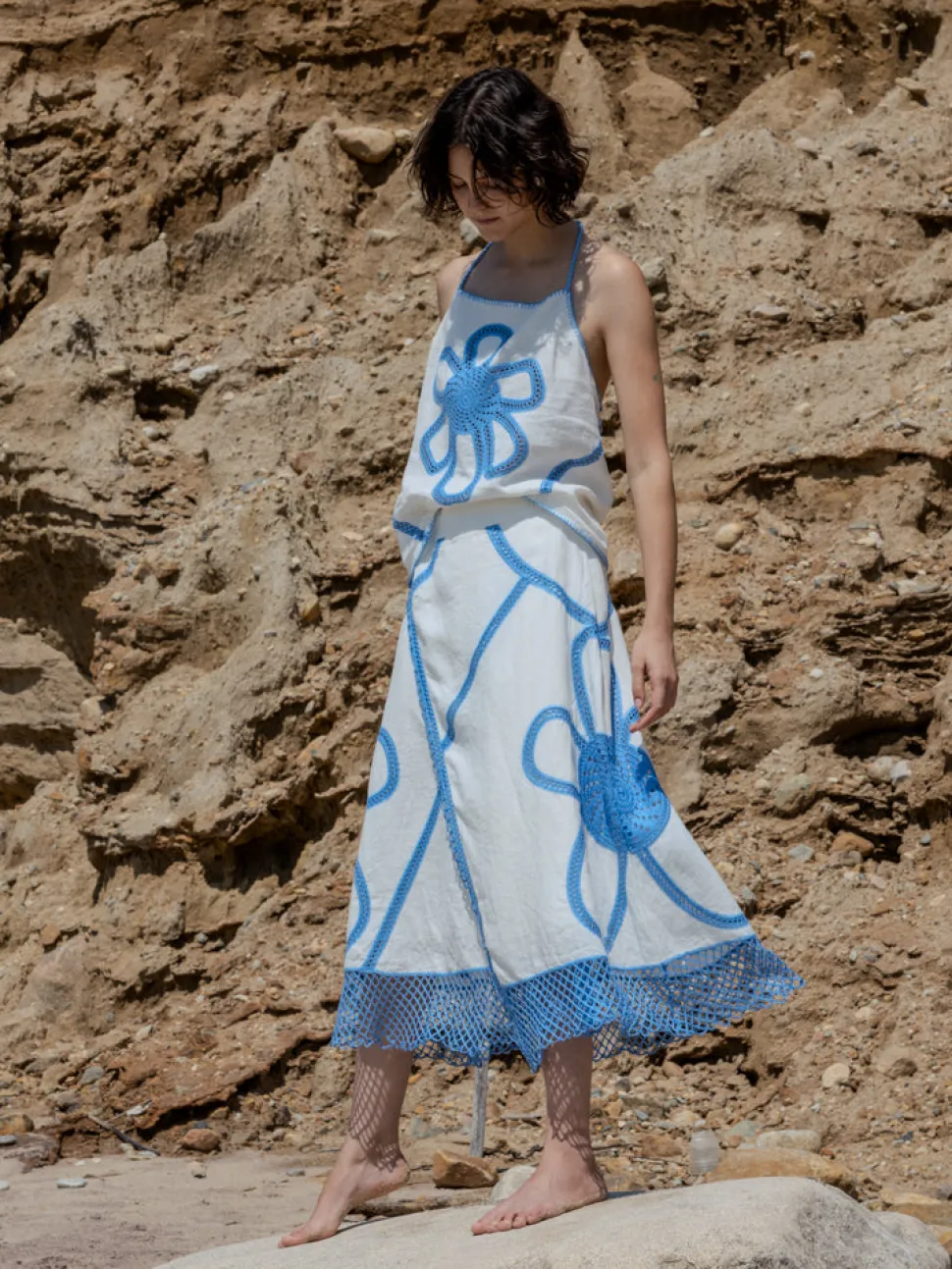 Kampos Wrap Skirt in White Multi
