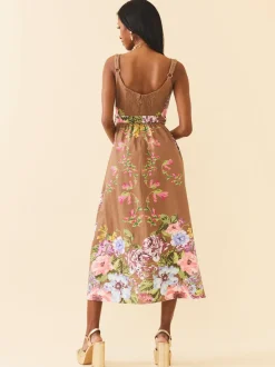 Katherine Dress in Caramel Victorian Floral