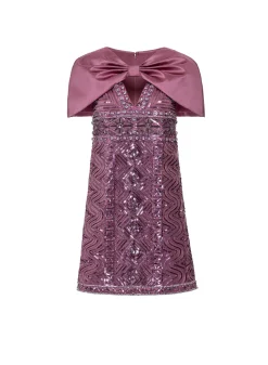 Kathy Dress Pink Embroidered Duchesse