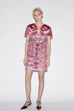 Kathy Dress Pink Embroidered Duchesse