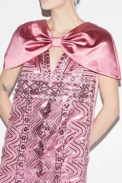 Kathy Dress Pink Embroidered Duchesse