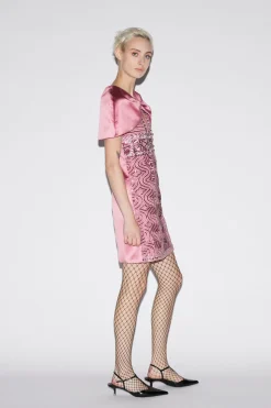 Kathy Dress Pink Embroidered Duchesse