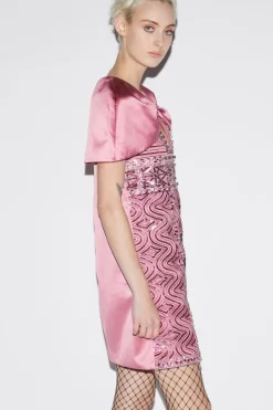 Kathy Dress Pink Embroidered Duchesse