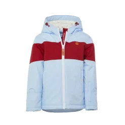 Kids' Cloud Blue Winter Coat with Red Rugby Stripe