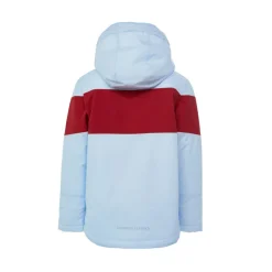 Kids' Cloud Blue Winter Coat with Red Rugby Stripe