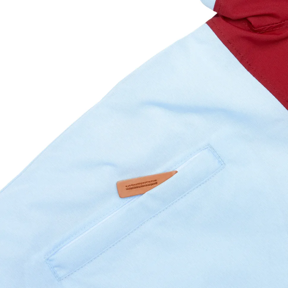 Kids' Cloud Blue Winter Coat with Red Rugby Stripe