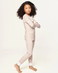 Kid’s Pima Snug Fit Pajama Set in Camel Stripe