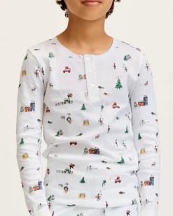 Kid’s Pima Snug Fit Pajama Set in Holiday Town