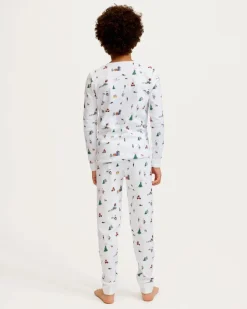 Kid’s Pima Snug Fit Pajama Set in Holiday Town