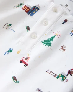 Kid’s Pima Snug Fit Pajama Set in Holiday Town