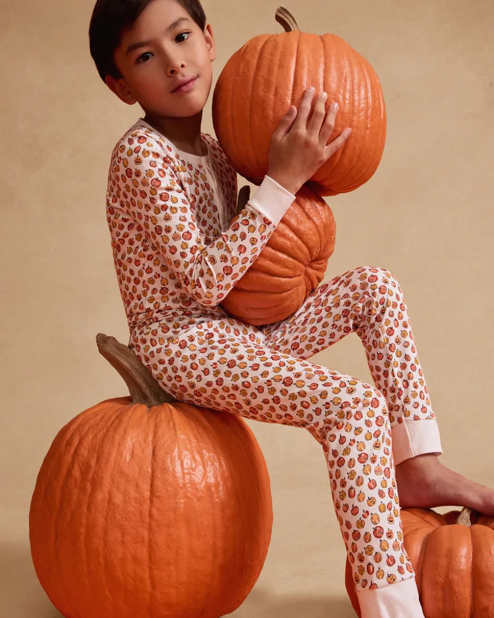 Kid's Pima Snug Fit Pajama Set in Pumpkin Patch