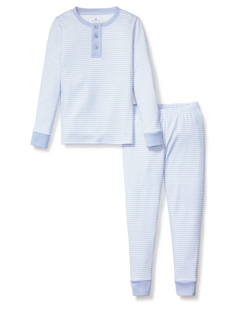 Kid’s Pima Snug Fit Pajama Set in Blue Stripes