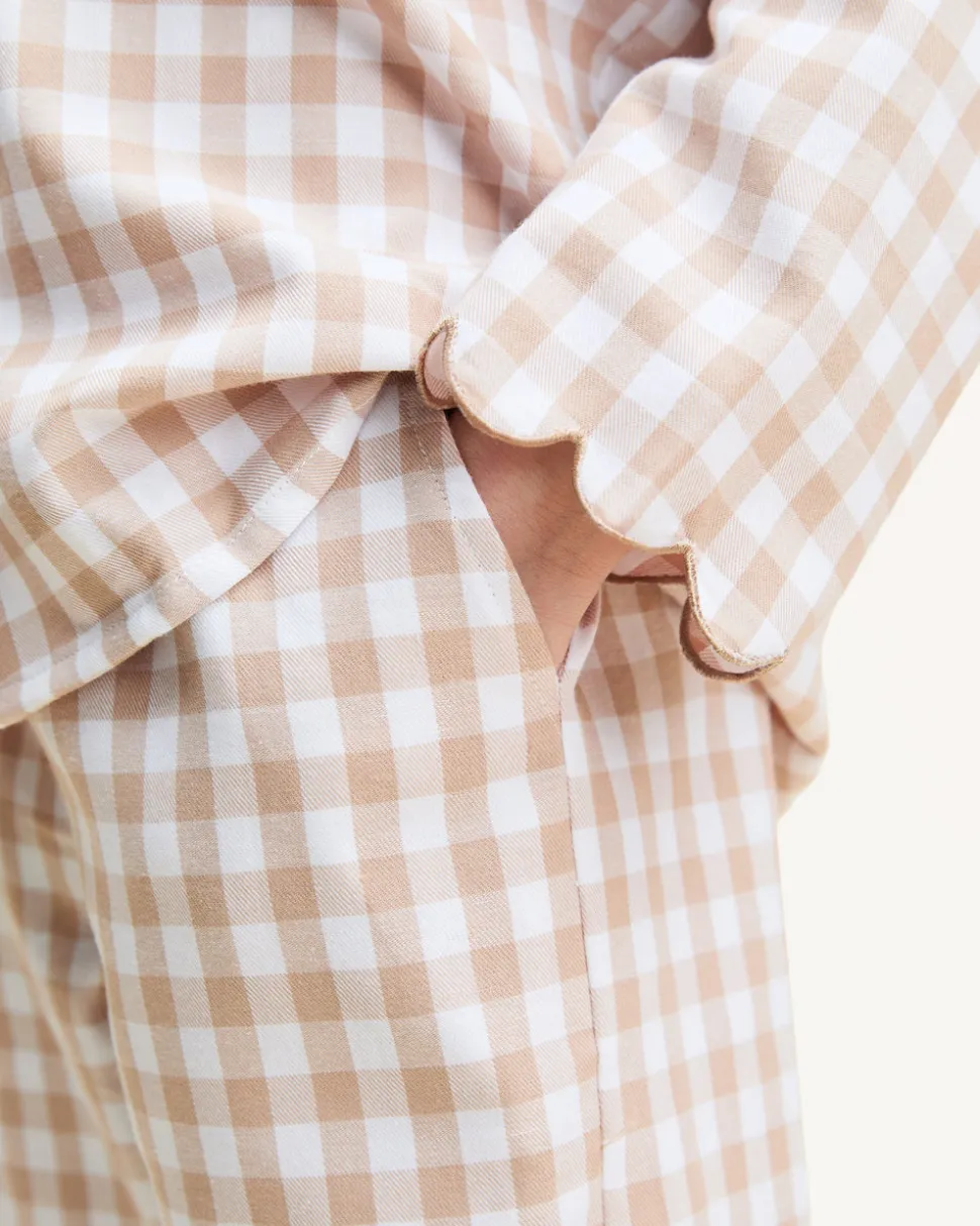Kid's Twill Colette Pajama Set in Camel Gingham