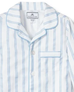 Kid’s Twill Pajama Set in Periwinkle Stripe