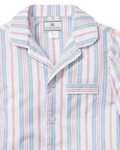 Kid’s Twill Pajama Short Set in Vintage French Stripes