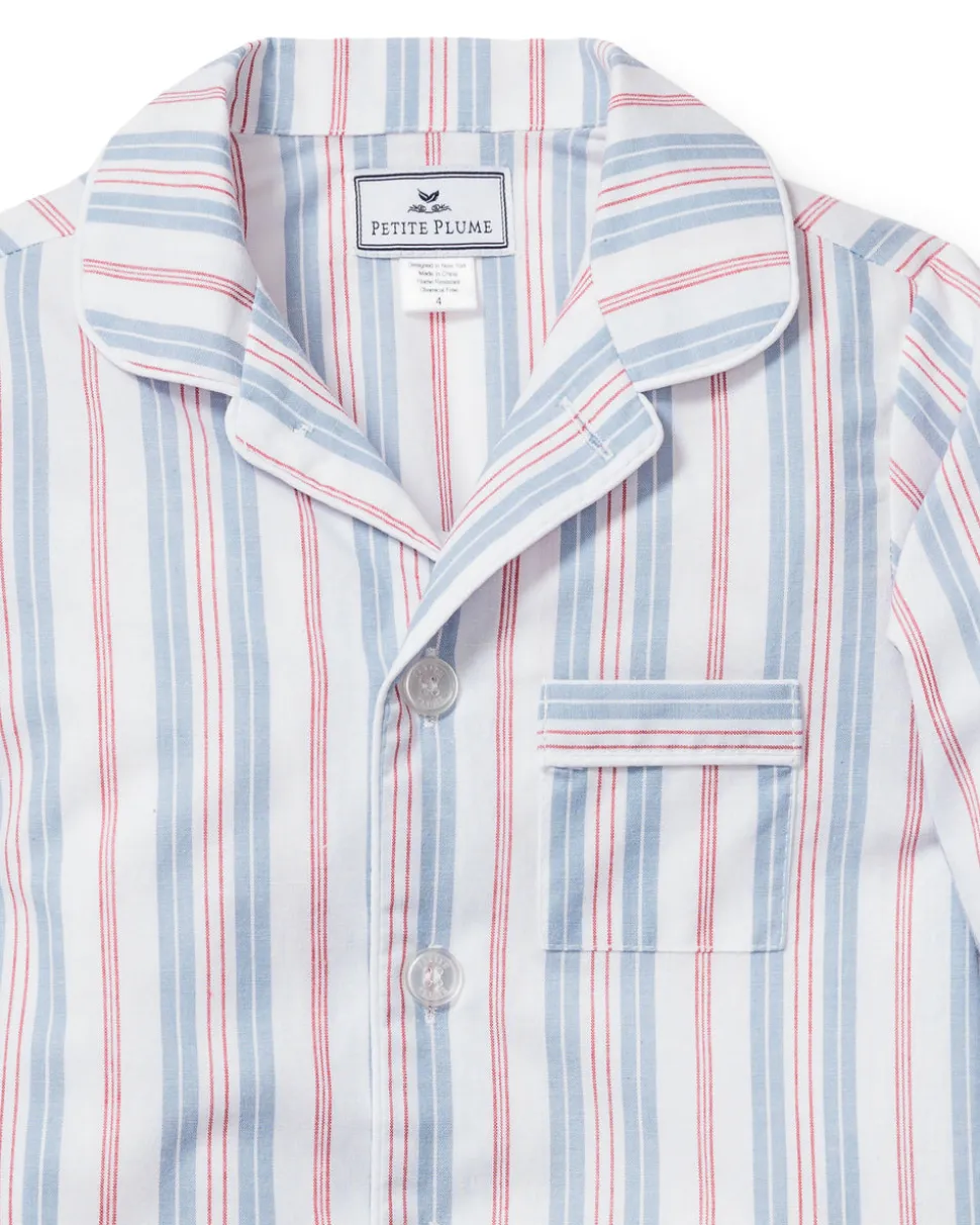 Kid’s Twill Pajama Short Set in Vintage French Stripes