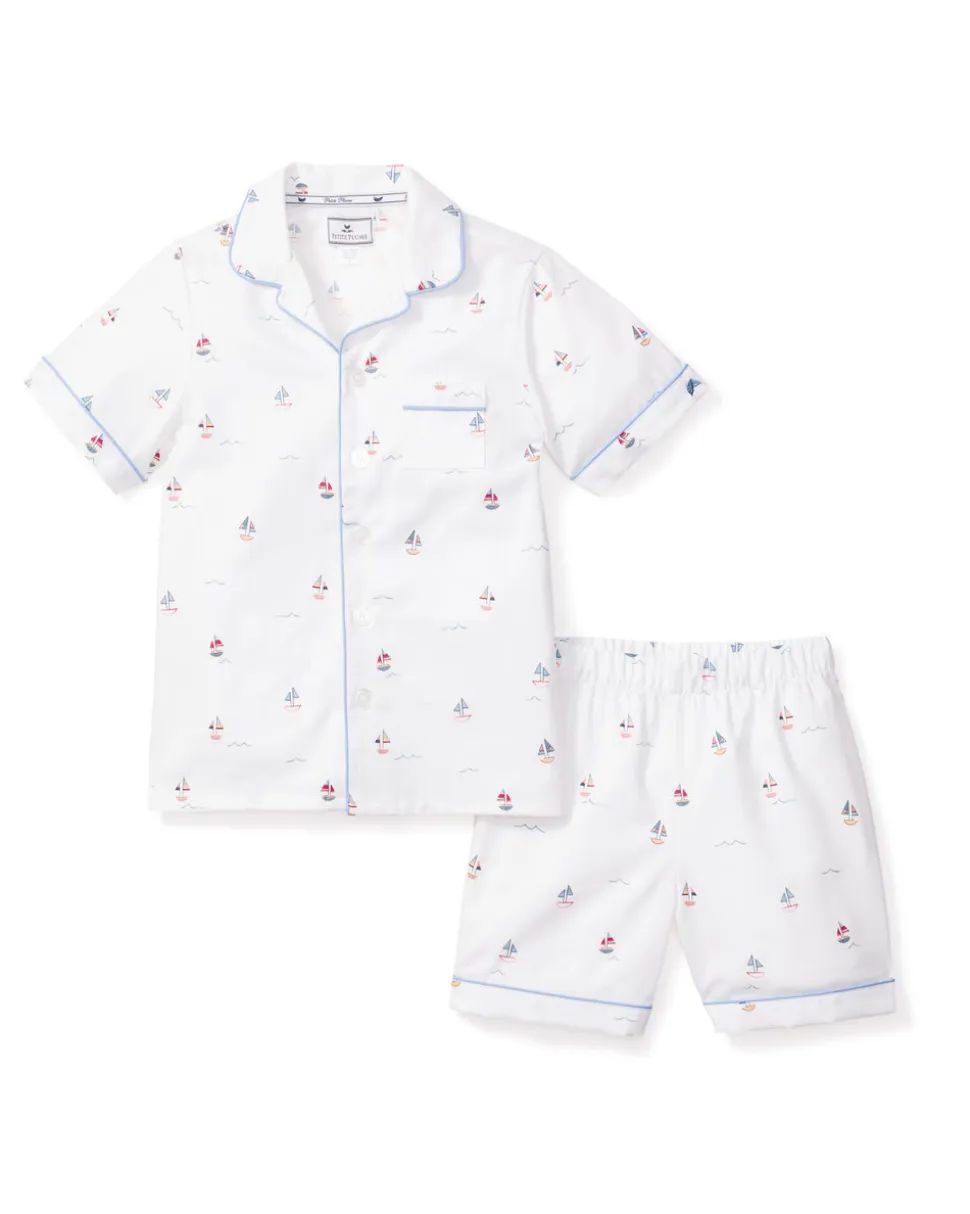 Kid’s Twill Pajama Short Set in Bateau