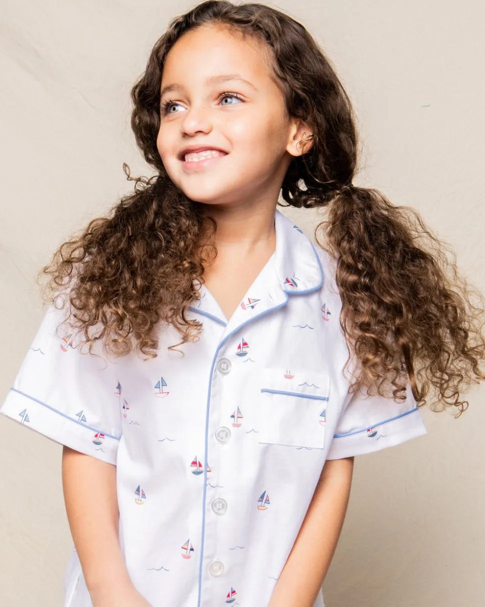 Kid’s Twill Pajama Short Set in Bateau