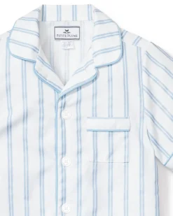 Kid’s Twill Pajama Short Set in Periwinkle Stripe