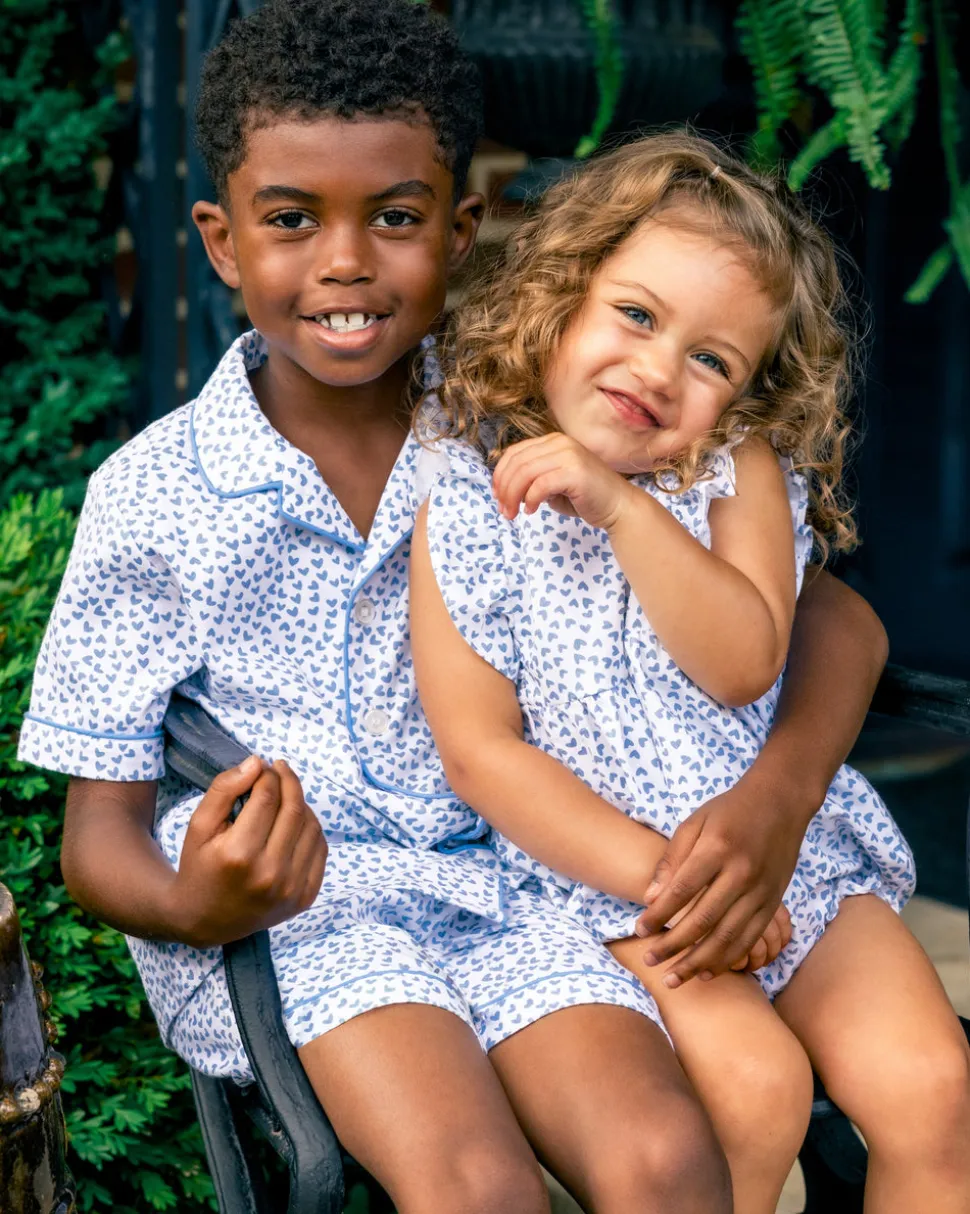 Kid’s Twill Short Set in Bluehearts