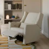 Kiwi Electronic Recliner and Swivel Glider with USB port in Ivory Boucle with Gold Base