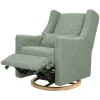 Kiwi Electronic Recliner and Swivel Glider with USB port in Sage Teddy Loop with Light Wood Base