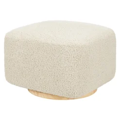 Kiwi Gliding Ottoman in Almond Teddy Loop with Light Wood Base