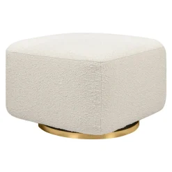 Kiwi Gliding Ottoman in Ivory Boucle with Gold Base