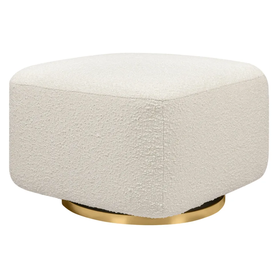Kiwi Gliding Ottoman in Ivory Boucle with Gold Base