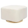 Kiwi Gliding Ottoman in Performance Cream Eco-Weave with Light Wood Base