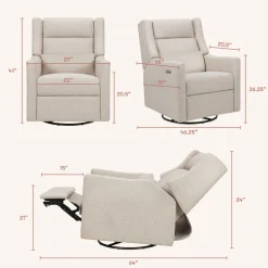 Kiwi Plus Power Recliner and Swivel Glider with Power Adjustable Headrest and USB Port in Performance Beach Eco-Weave