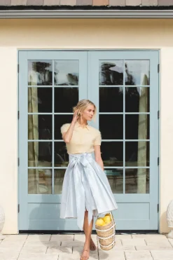 Knee-Length Skirt in Seaside Stripe
