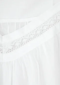 Kristen White Cotton Nightie with Short Ruffle Hem