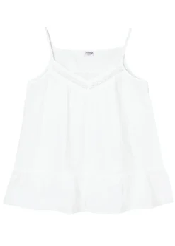 Kristen White Cotton Nightie with Short Ruffle Hem