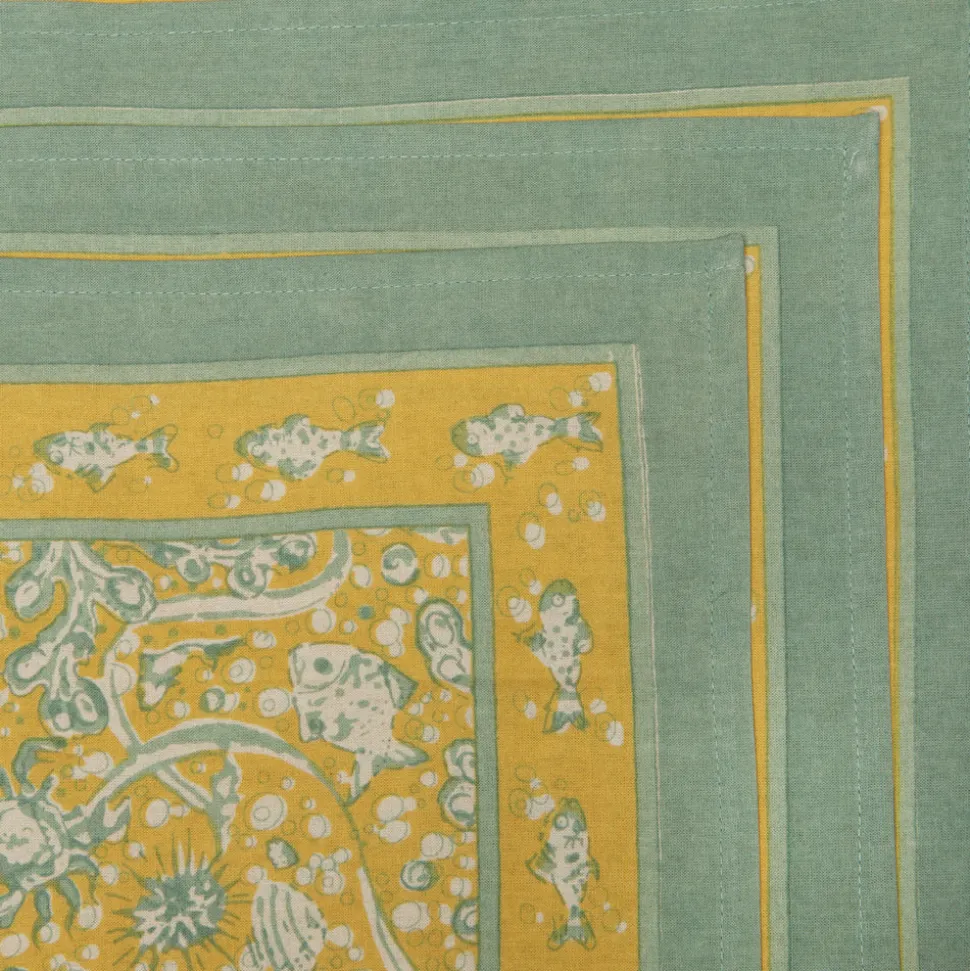 La Mer Napkins Aqua & Citrine, Set of 6