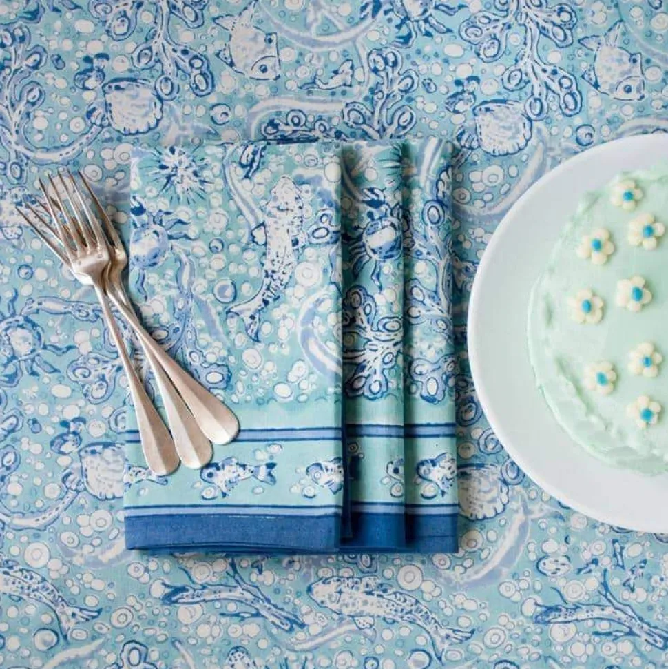 La Mer Napkins in Aqua, Set of 6