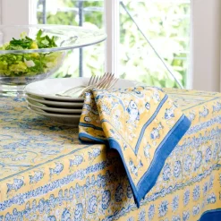 La Mer Napkins in Blue & Yellow, Set of 6