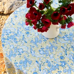 La Mer Tablecloth in Light Blue & Yellow