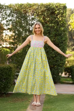 Laguna Sun Dress in Pink & Yellow